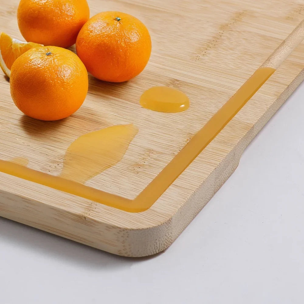 Non-Slip Bamboo Cutting Board with Juice Groove Durable Eco-Friendly Kitchen