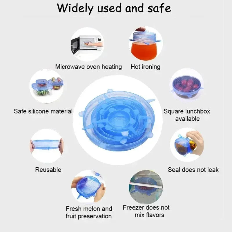 FreshSeal™ 6‑Pack Silicone Stretch Lids – Eco-Friendly Food Covers
