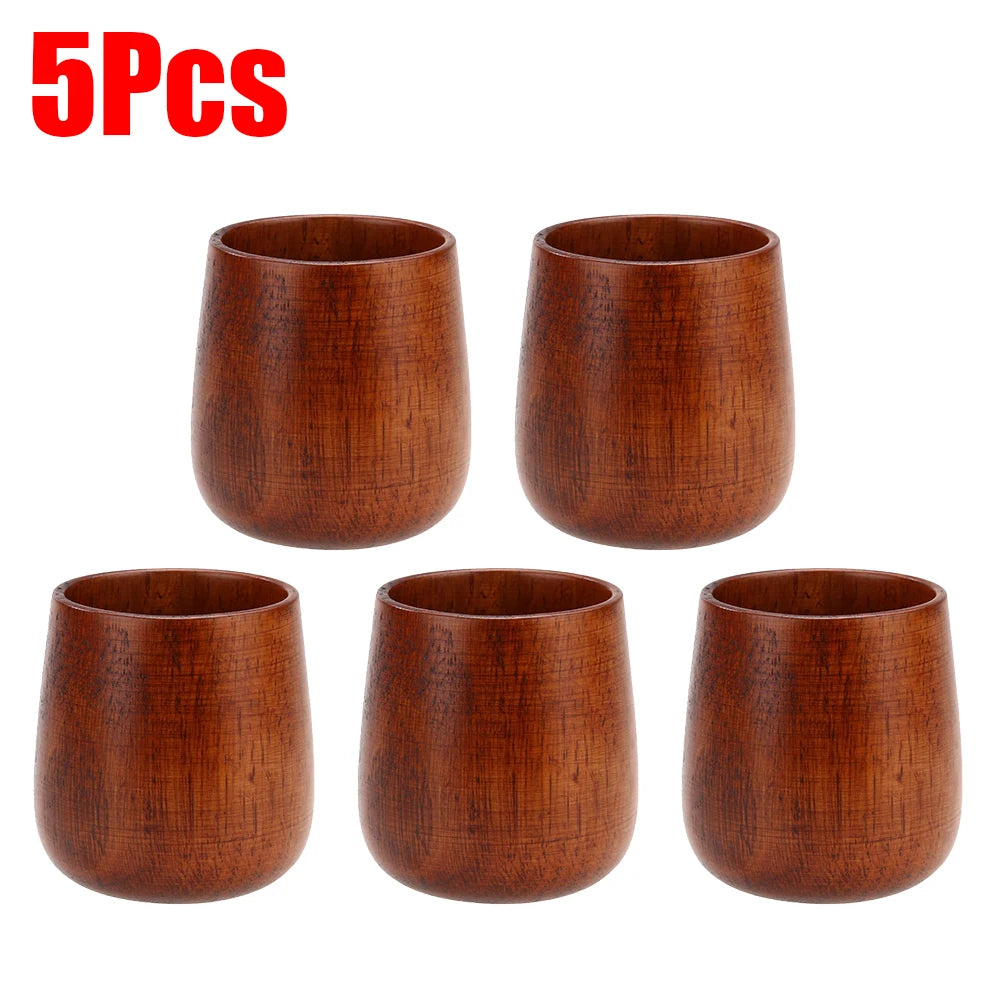 1-5Pcs Wooden Cups Primitive Handmade Natural Jujube Wooden Cup Mug Breakfast Beer Milk Drinkware Product Kitchen Accessories