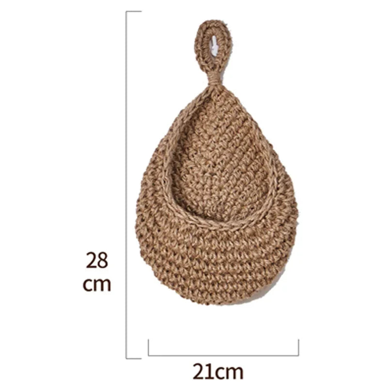 Handwoven Hanging Wall Vegetable Fruit Basket Organizer Container Decor for Kitchen Garden Mount Wall Plant Flower Onion Storage