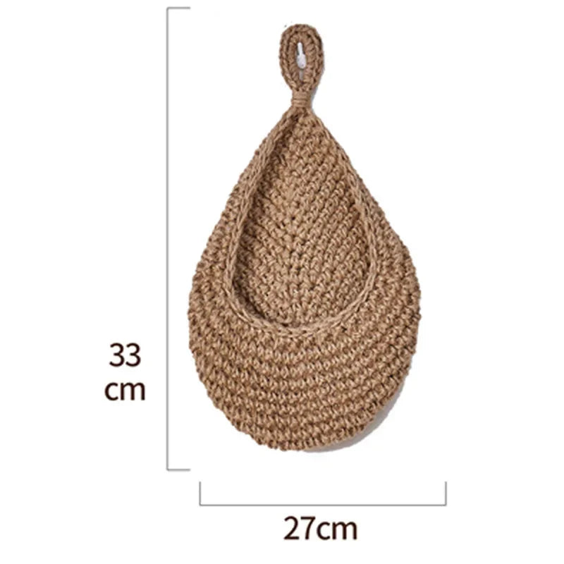 Handwoven Hanging Wall Vegetable Fruit Basket Organizer Container Decor for Kitchen Garden Mount Wall Plant Flower Onion Storage