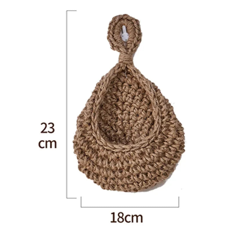 Handwoven Hanging Wall Vegetable Fruit Basket Organizer Container Decor for Kitchen Garden Mount Wall Plant Flower Onion Storage