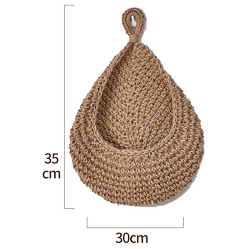 Handwoven Hanging Wall Vegetable Fruit Basket Organizer Container Decor for Kitchen Garden Mount Wall Plant Flower Onion Storage