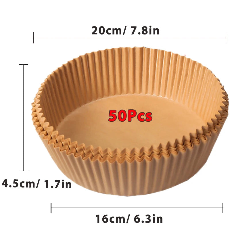 300PCS Air Fryer Disposable Paper Square Round Baking Paper Barbecue Plate NonStick Mat Kitchen Oven Oil Absorbing Paper Tool