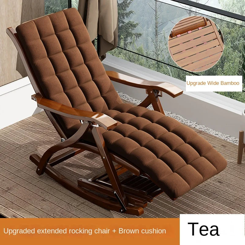 Traditional Chinese Style Taishi Chair, Bamboo and Cane Weaving Rocking/Lounge Chair