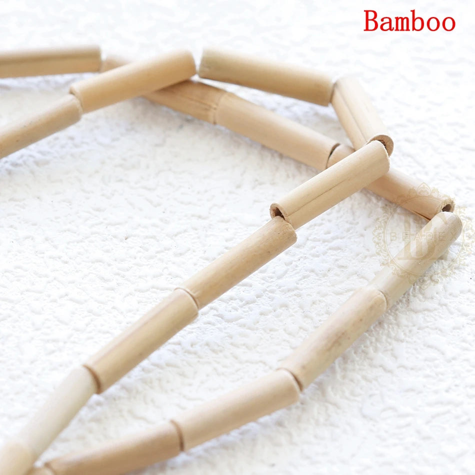 One Strand Natural Bamboo and Bodhi Seed Beads - Varies Shapes (G486)