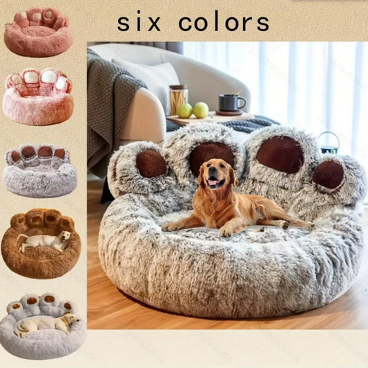 Fluffy Dog Bed Large Pet Products Dogs Beds Sofa Cute Bear Paw Shape Pets Kennel Mat Puppy Cats Supplies Basket Pet Accessories