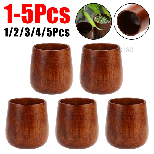1-5Pcs Wooden Cups Primitive Handmade Natural Jujube Wooden Cup Mug Breakfast Beer Milk Drinkware Product Kitchen Accessories