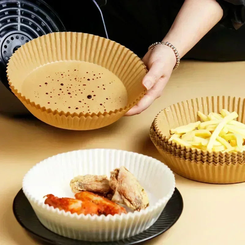 300PCS Air Fryer Disposable Paper Square Round Baking Paper Barbecue Plate NonStick Mat Kitchen Oven Oil Absorbing Paper Tool