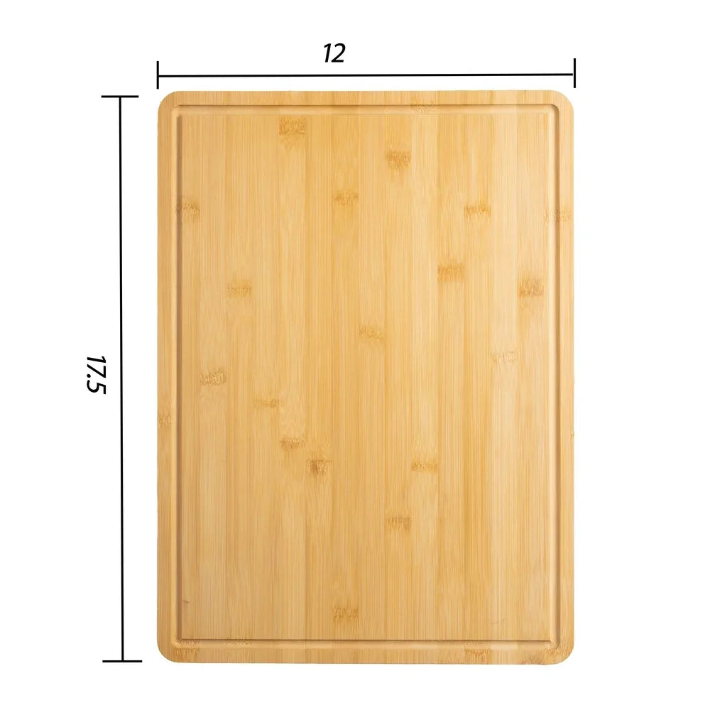 Non-Slip Bamboo Cutting Board with Juice Groove Durable Eco-Friendly Kitchen