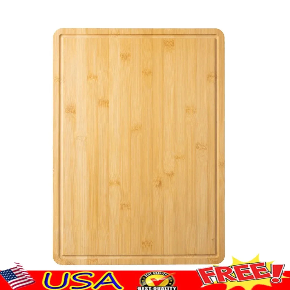 Non-Slip Bamboo Cutting Board with Juice Groove Durable Eco-Friendly Kitchen