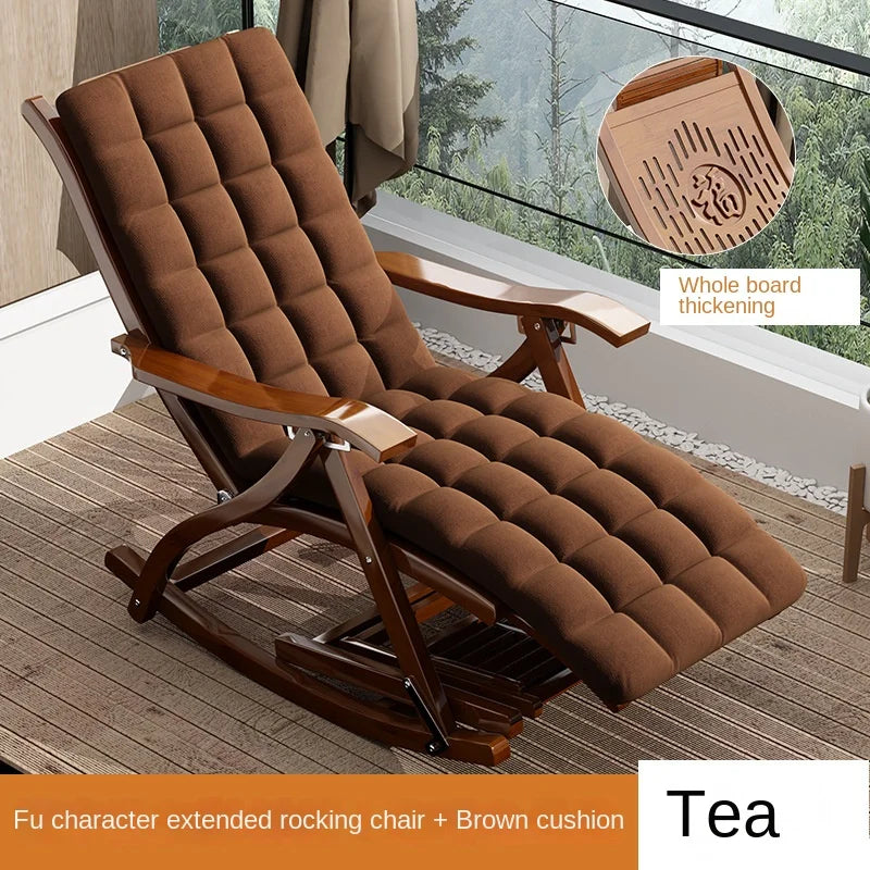 Traditional Chinese Style Taishi Chair, Bamboo and Cane Weaving Rocking/Lounge Chair