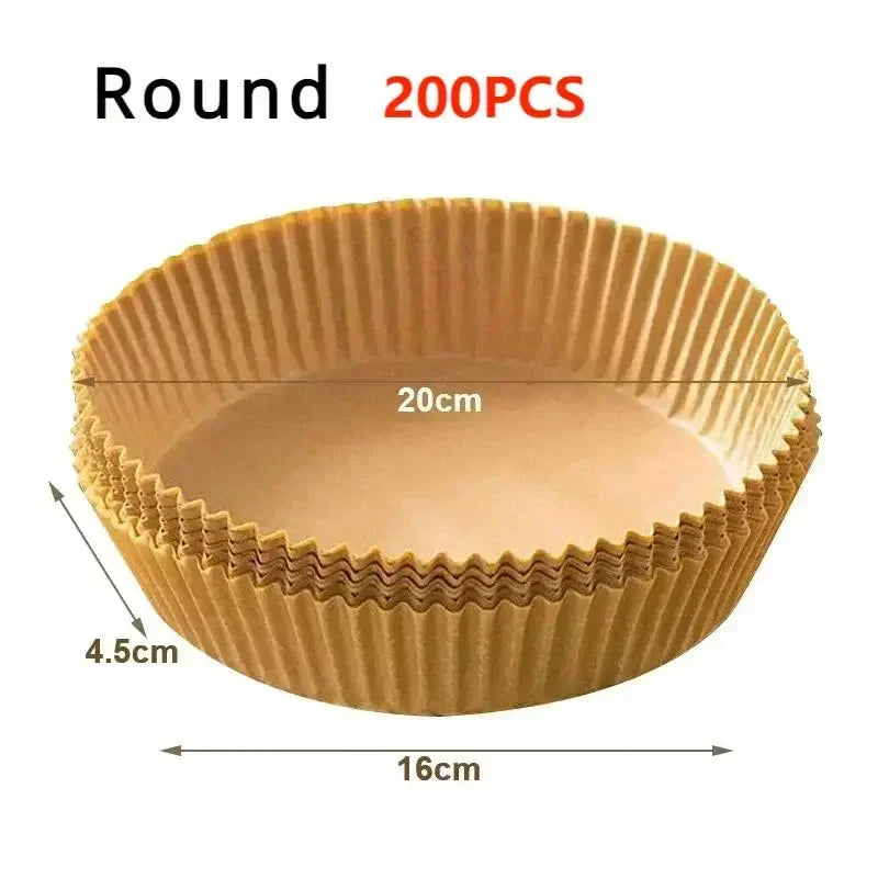 300PCS Air Fryer Disposable Paper Square Round Baking Paper Barbecue Plate NonStick Mat Kitchen Oven Oil Absorbing Paper Tool